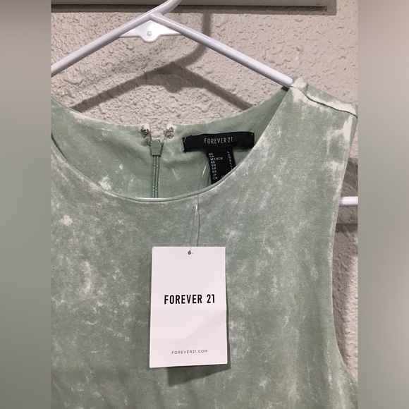 Forever 21 Green Acid Wash Midi Tank Dress Size L Sleeveless Bodycon Casual Y2K - Picture 3 of 5